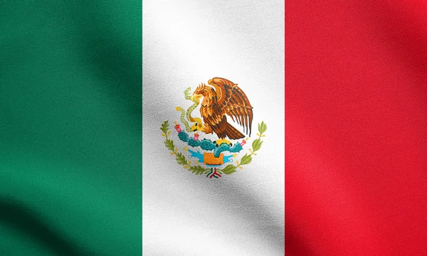 Mexikos flagga viftande med tyg konsistens — Stockfoto