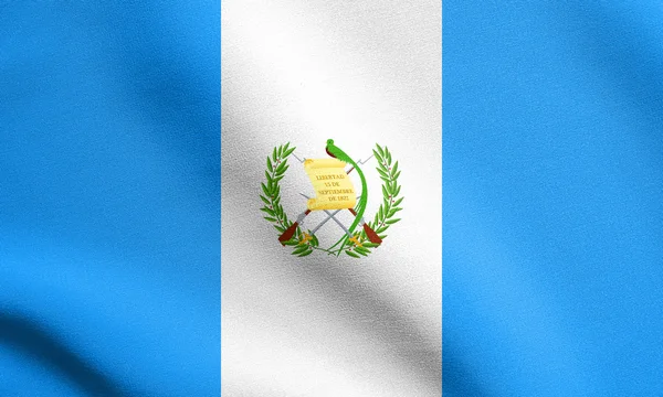 Drapeau du Guatemala agitant avec la texture du tissu — Photo