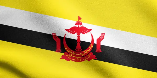 Bandeira de Brunei acenando com textura de tecido — Fotografia de Stock