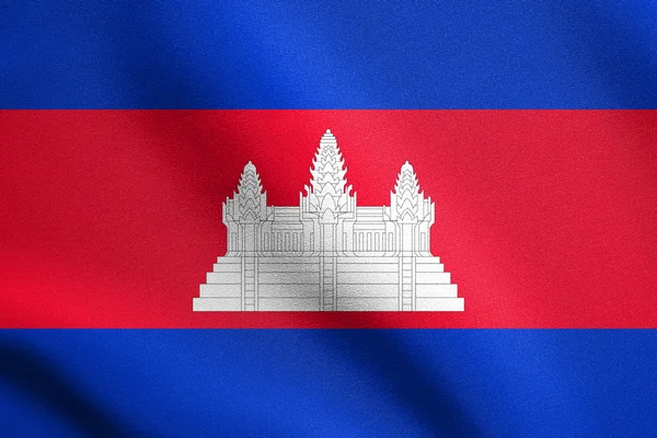 Kumaş dokusu ile sallanan Kamboçya bayrağı — Stok fotoğraf