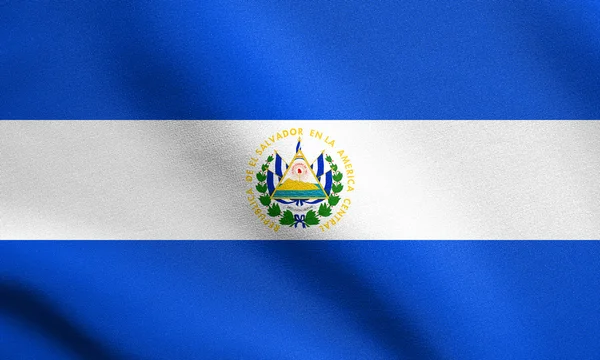 El Salvador flagga viftande med tyg konsistens — Stockfoto