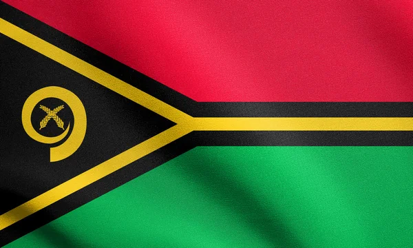 Bandera de Vanuatu ondeando con textura de tela —  Fotos de Stock