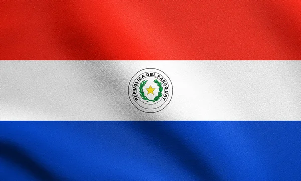 Bandera de Paraguay ondeando con textura de tela — Foto de Stock