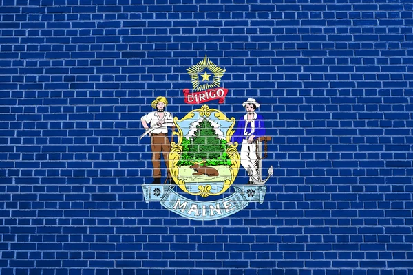 Прапор штату Мен на цегляній стіні текстури фону — стокове фото