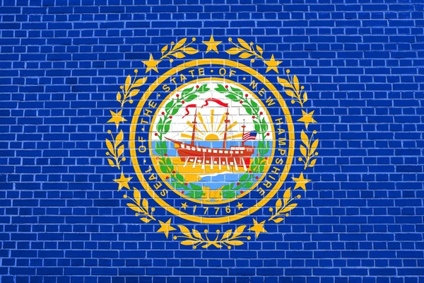 Прапор Нью-Гемпширі, цегляні стіни текстури фону — стокове фото