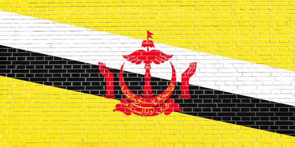 Bandeira de Brunei no fundo textura da parede de tijolo — Fotografia de Stock