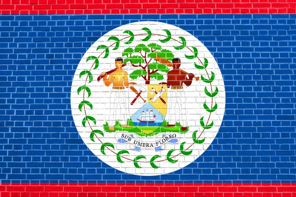 Vlag van Belize op bakstenen muur textuur achtergrond — Stockfoto