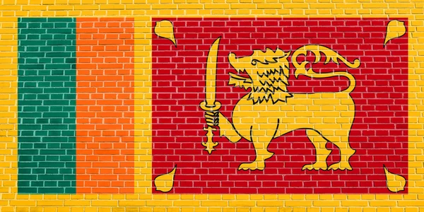 Sri Lanka flagga på tegelvägg textur bakgrund — Stockfoto
