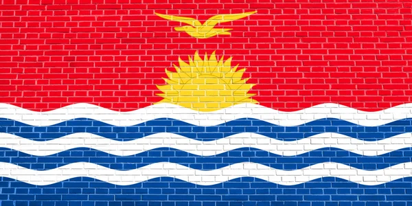 벽돌 벽 텍스처 배경에 키리바시의 국기 — 스톡 사진