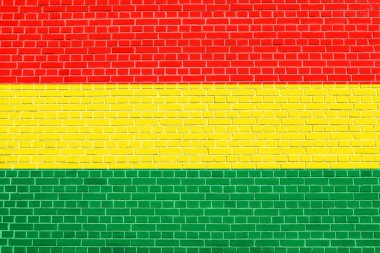 Tuğla duvar doku arka plan üzerinde Bolivya Bayrağı