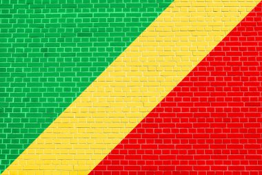 Tuğla duvar dokusunda Kongo Cumhuriyeti bayrağı