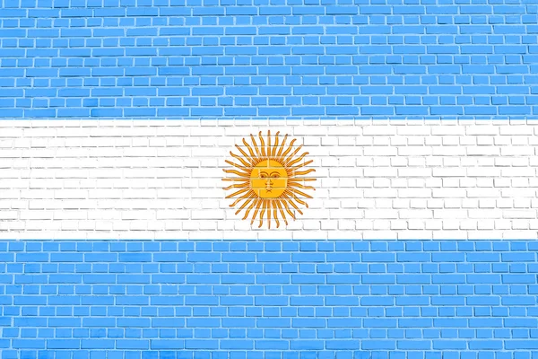 Argentina zászlaja a Téglafalnak Textúra háttere — Stock Fotó