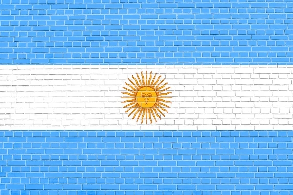 Bendera Argentina pada latar belakang tekstur dinding bata — Stok Foto