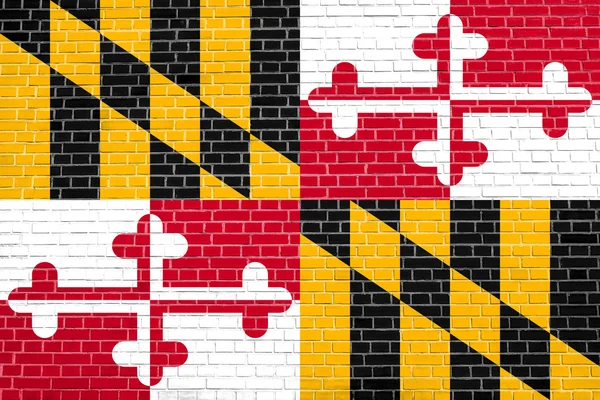 Flagge von Maryland auf Backsteinwand Textur Hintergrund — Stockfoto