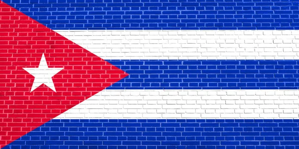 Bandera de Cuba sobre fondo de pared de ladrillo —  Fotos de Stock