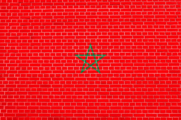 Flagge von Marokko auf Ziegelsteinwand Textur Hintergrund — Stockfoto