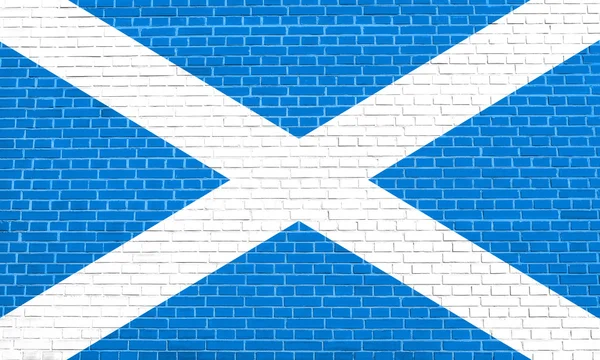 Flag of Scotland on brick wall texture background — Stock Photo, Image