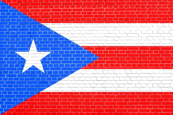 Bandera de Puerto Rico, fondo de pared de ladrillo — Foto de Stock