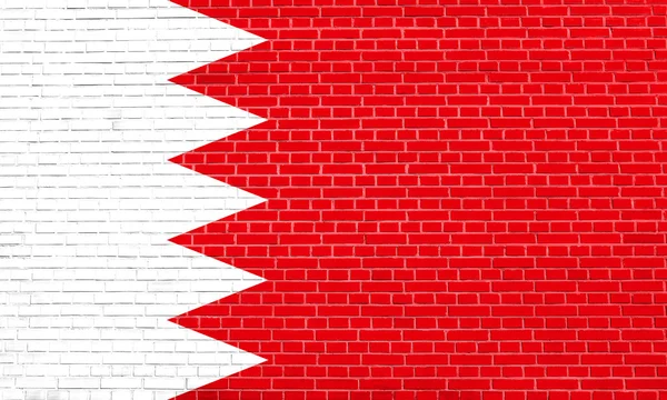 Bahrein zászlaja a téglafalról textúra háttér — Stock Fotó