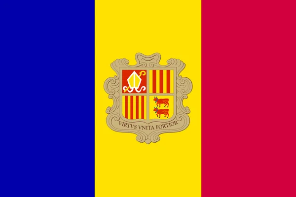 Bandera de Andorra en el tamaño y colores correctos, vector — Archivo Imágenes Vectoriales