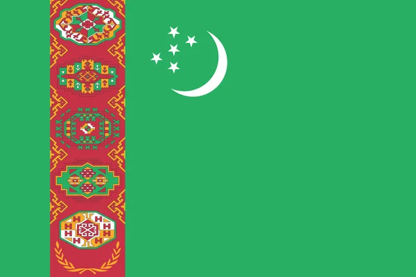 Türkmenisztán zászlaja, helyes méret, színek, vektor — Stock Vector