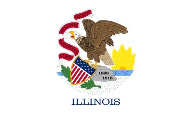 Illinois bayrağı doğru boyut renk illüstrasyon