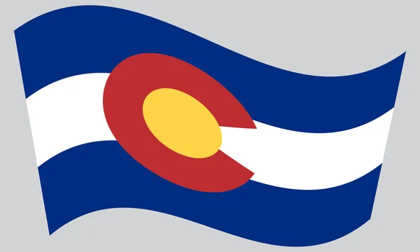 Bandera de Colorado ondeando sobre fondo gris — Archivo Imágenes Vectoriales