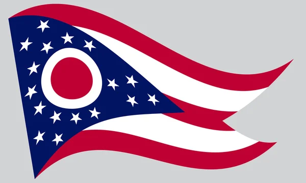 Flag of Ohio waving on gray background — Stockový vektor