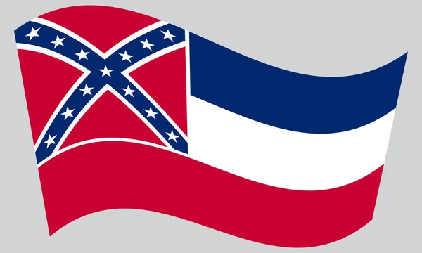 Vlag van Mississippi zwaaien op grijze achtergrond — Stockvector