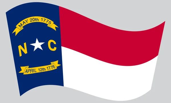 Flag of North Carolina waving on gray background — Stock vektor