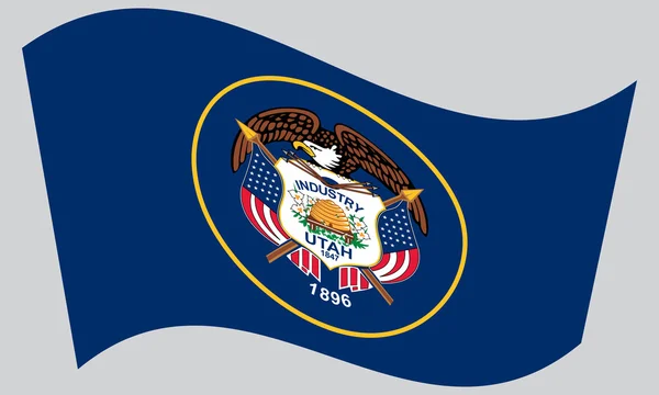Bandeira de Utah acenando em fundo cinza —  Vetores de Stock