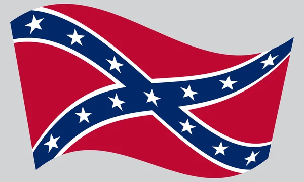 Confederate rebel vlag wapperend op grijze achtergrond — Stockvector