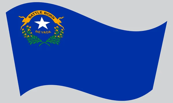 Flag of Nevada waving on gray background — ストックベクタ