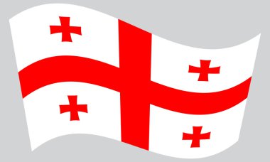 Gri arka plan üzerinde sallayarak Gürcistan bayrağı