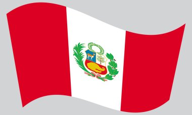 Peru gri arka plan üzerinde sallayarak bayrak