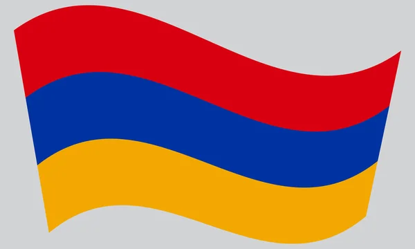 Flagge von Armenien weht auf grauem Hintergrund — Stockvektor