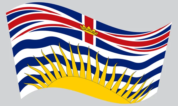 Flag of British Columbia waving on gray background — Stockový vektor