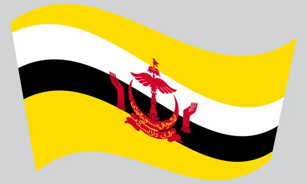 Bandeira de Brunei acenando em fundo cinza —  Vetores de Stock