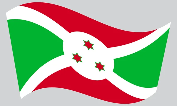 Flag of Burundi waving on gray background — Stockový vektor