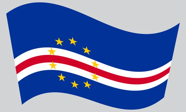 Bandeira de Cabo Verde acenando sobre fundo cinza —  Vetores de Stock