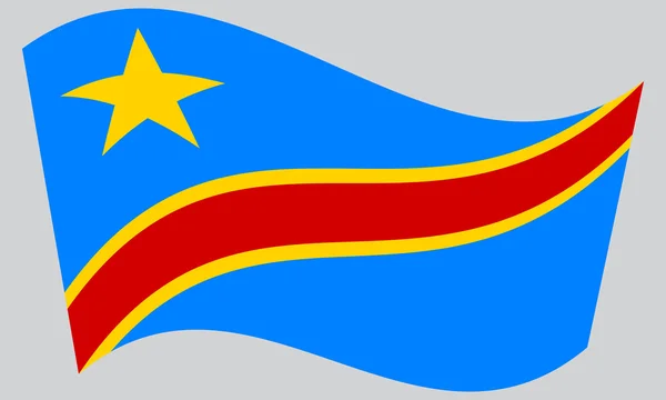 Bandera de la República Democrática del Congo ondeando sobre fondo gris — Vector de stock