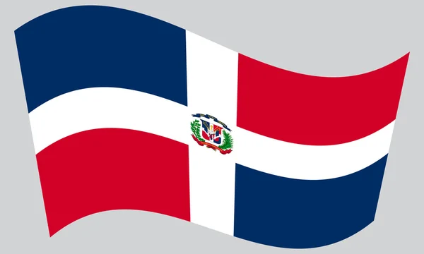 Dominican Republic flag waving on gray background — Διανυσματικό Αρχείο