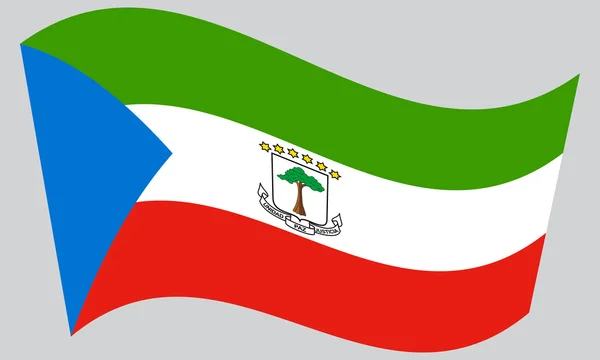 Flag of Equatorial Guinea waving, gray background — Stockový vektor