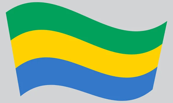 Fahne von Gabon weht auf grauem Hintergrund — Stockvektor