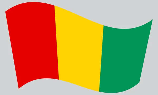 Flag of Guinea waving on gray background — Stockový vektor