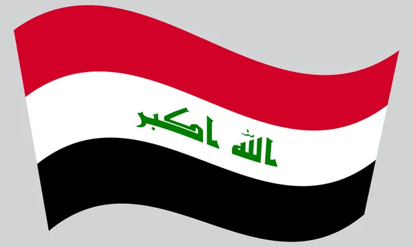 Bandiera dell'Iraq sventola su sfondo grigio — Vettoriale Stock