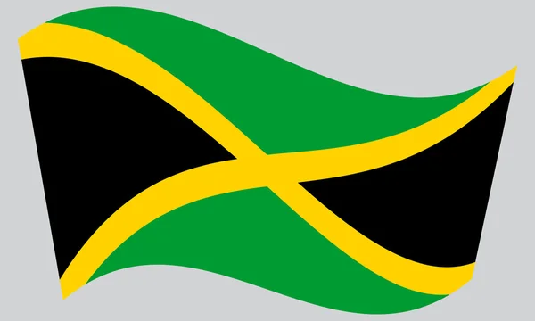 Flag of Jamaica waving on gray background — ストックベクタ