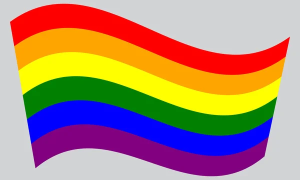 Rainbow gay pride flag waving on gray background — Stock vektor