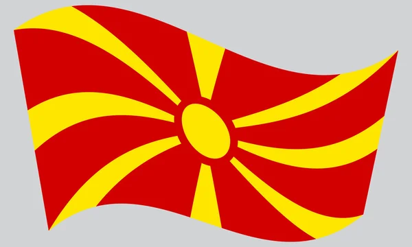 Прапор махав Македонія на сірий фон — стоковий вектор