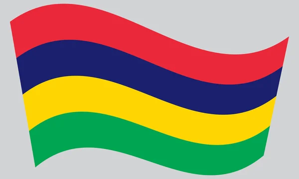 Прапор махав Маврикія на сірий фон — стоковий вектор